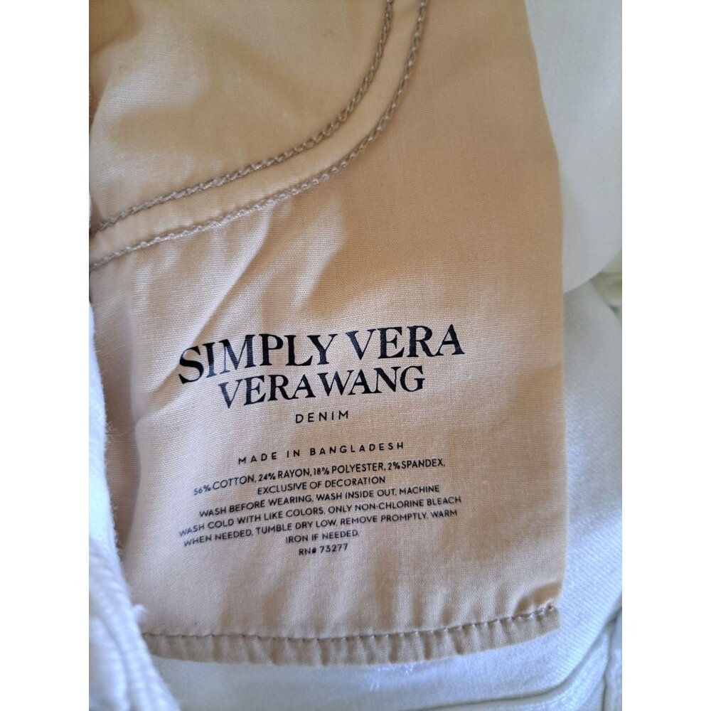 Simply Vera Wang Size 16 Womens White Cropped Jeans Embroidered High Rise NEW - Picture 8 of 11